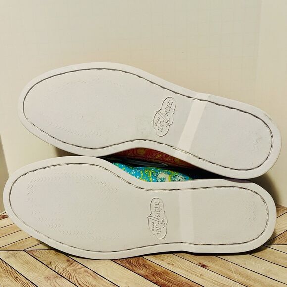 Sperry Topsider X Brooks Brothers Boat Shoes M 5.5 W 7 Pink Aqua Sheep $138 - Picture 5 of 7
